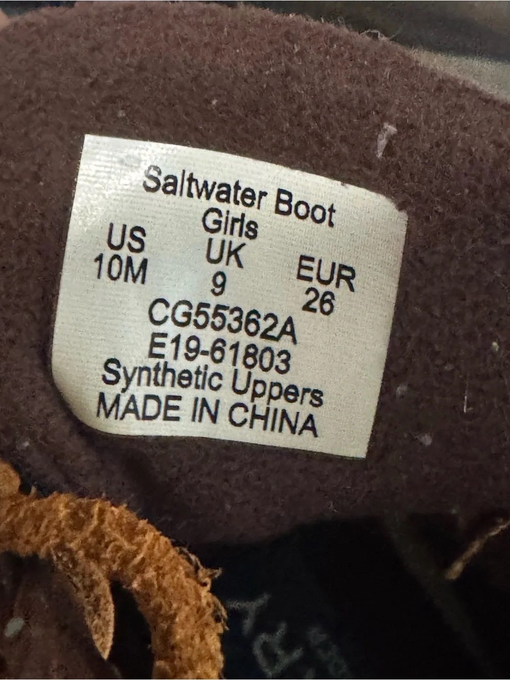Sperry Saltwater Duck Boots  girls 10M Brown Black Waterproof Rain  CG55362A